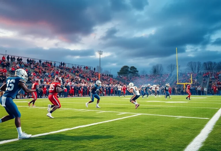 Players competing in a high school football game