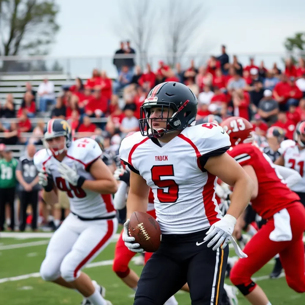 Players in action during a high school football game in Stark County