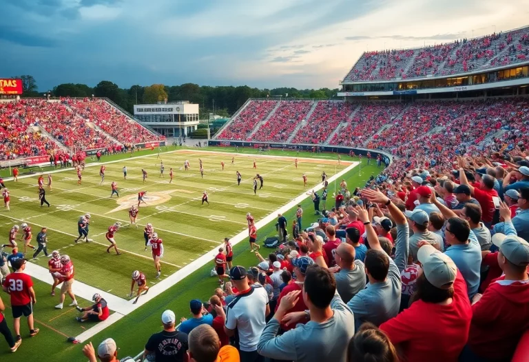Exciting Texas high school football game with players and fans