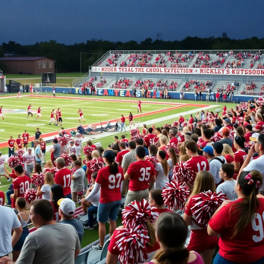 Enthusiastic crowd at a Texas high school football game