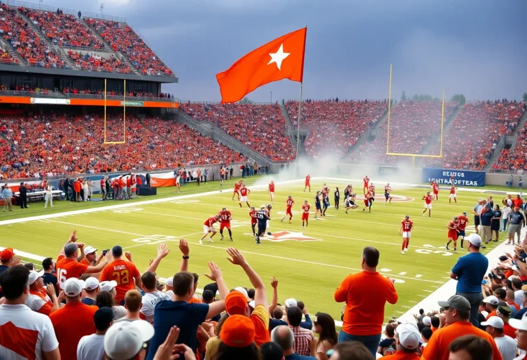 Enthusiastic crowd at a Texas high school football game