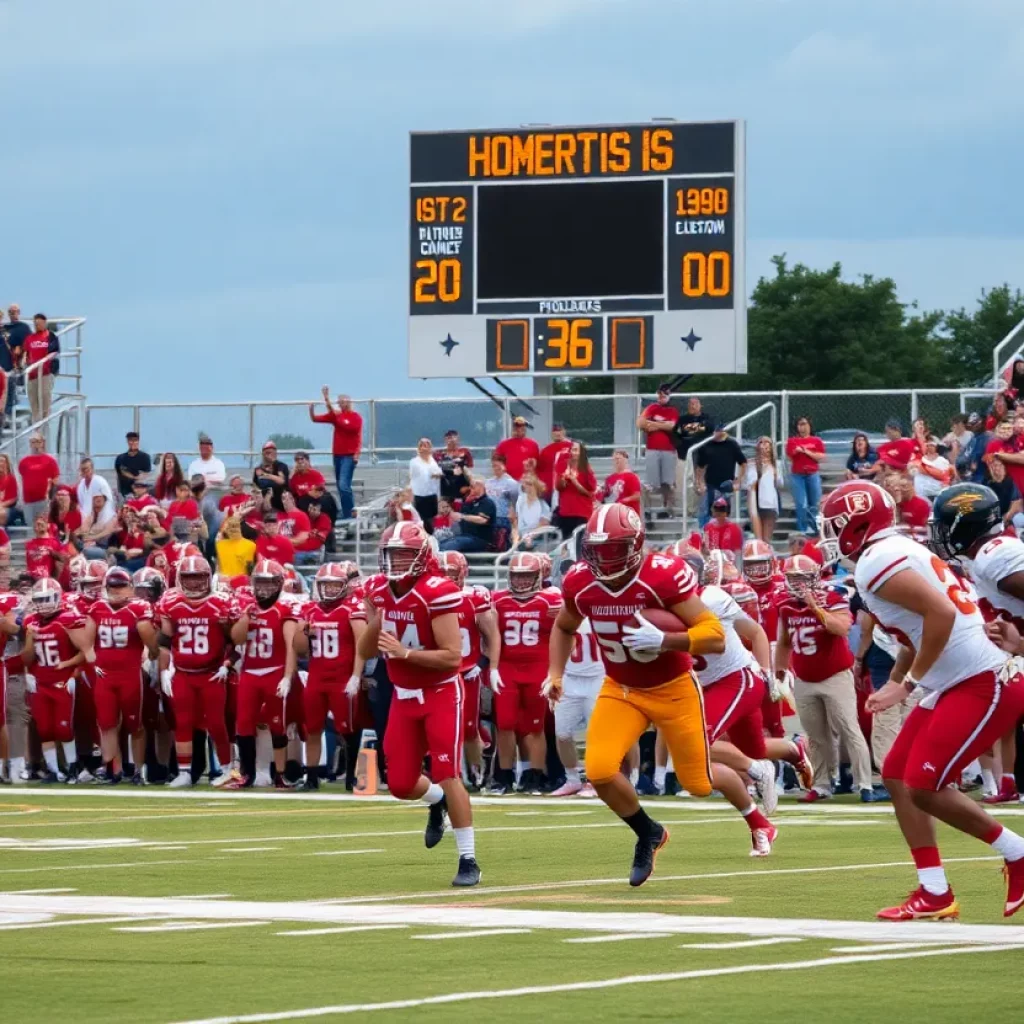 Texas high school football players in action on the field