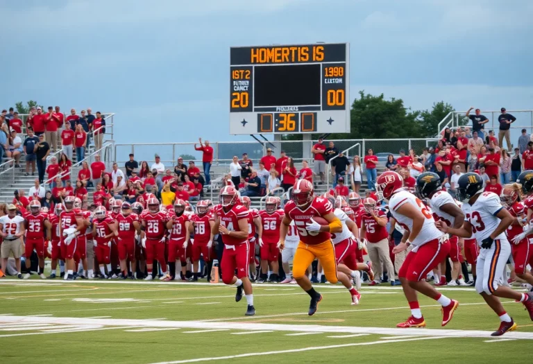 Texas high school football players in action on the field