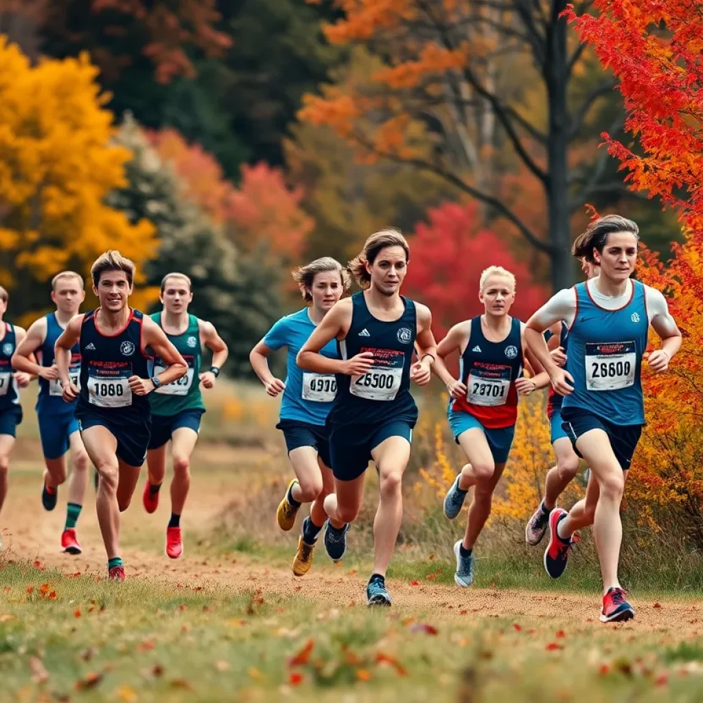 Tigard High School cross country team training in fall
