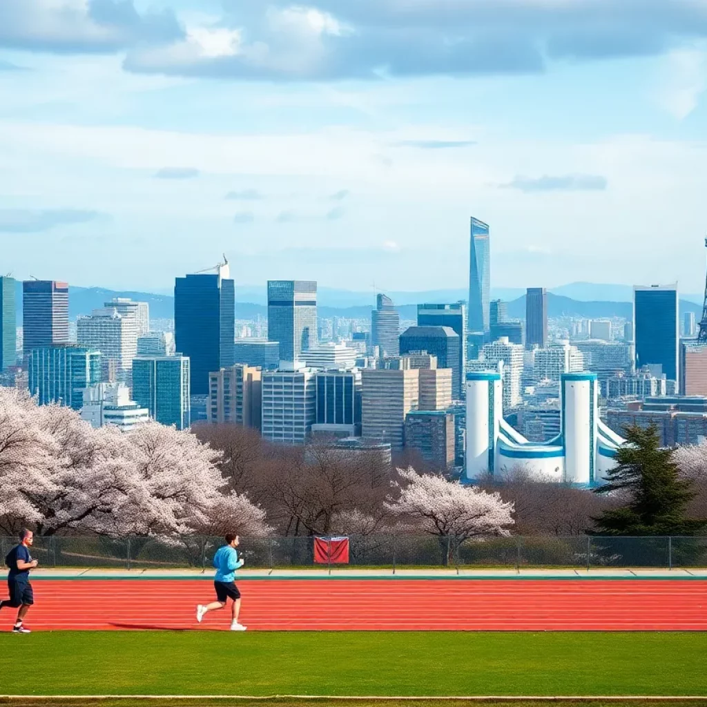Runners training in Tokyo for the World Athletics Championships