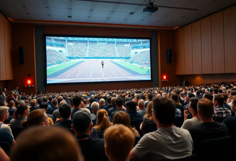 Audience enjoying the Track Guy Movie premiere at the Englert Theatre.