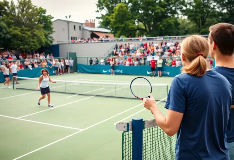 Troy High School tennis players in action during a match