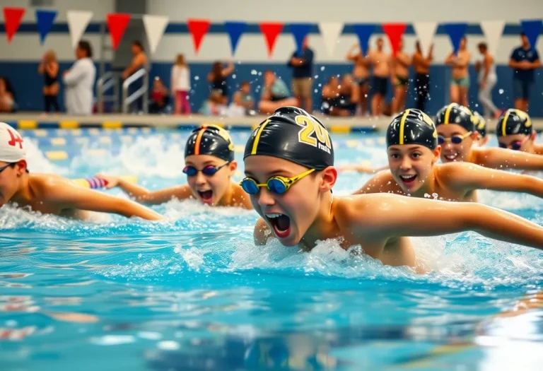 Young swimmers competing in a swimming meet