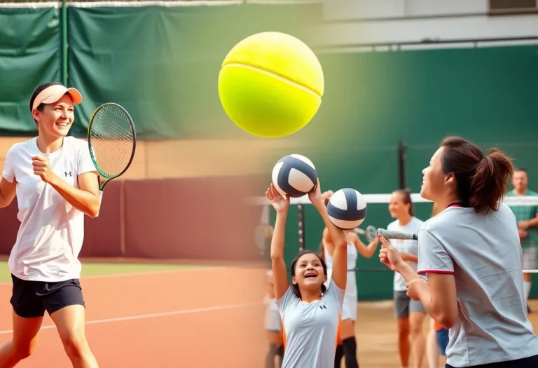 Twentynine Palms High School tennis and volleyball teams in action.