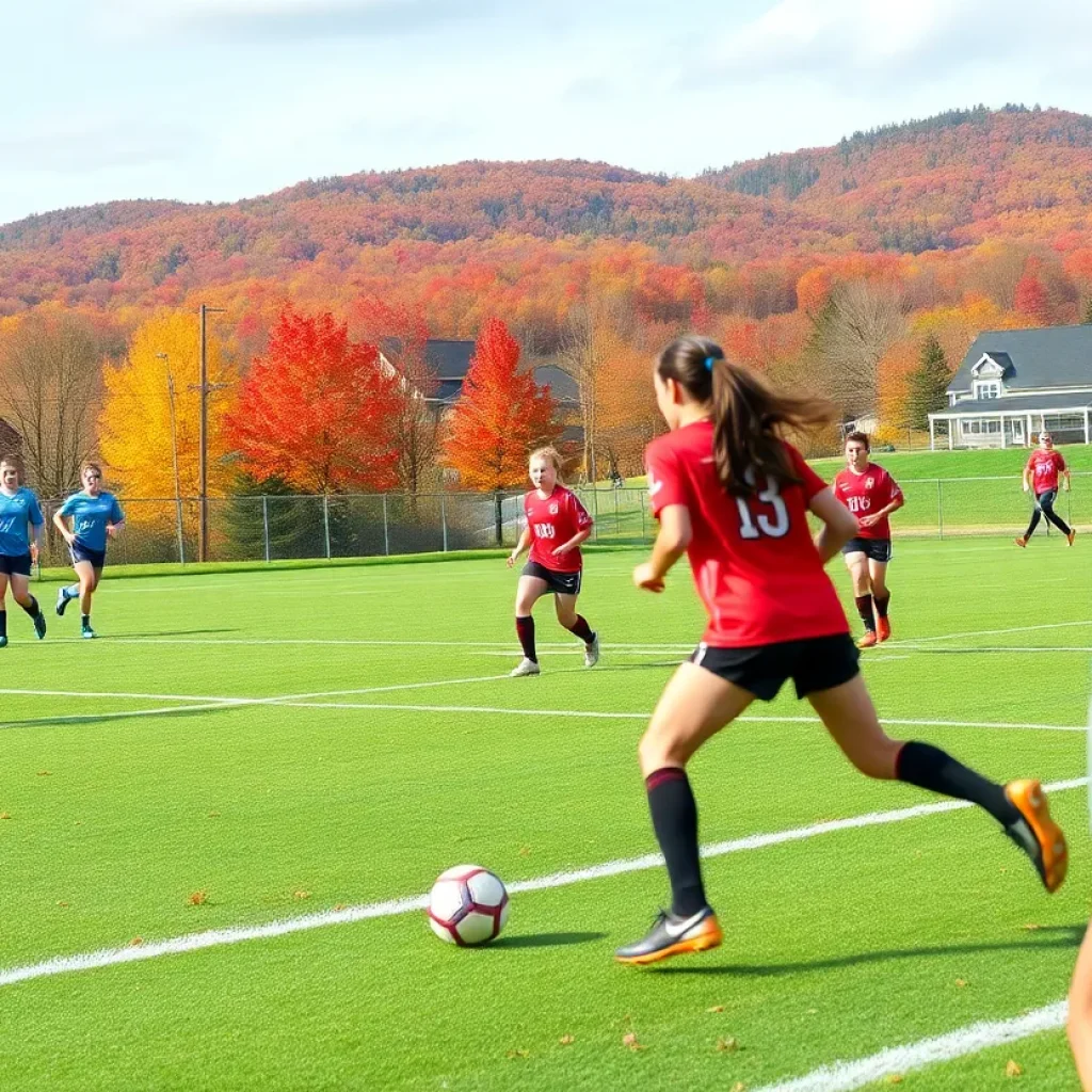 High school athletes competing in soccer and volleyball in Vermont