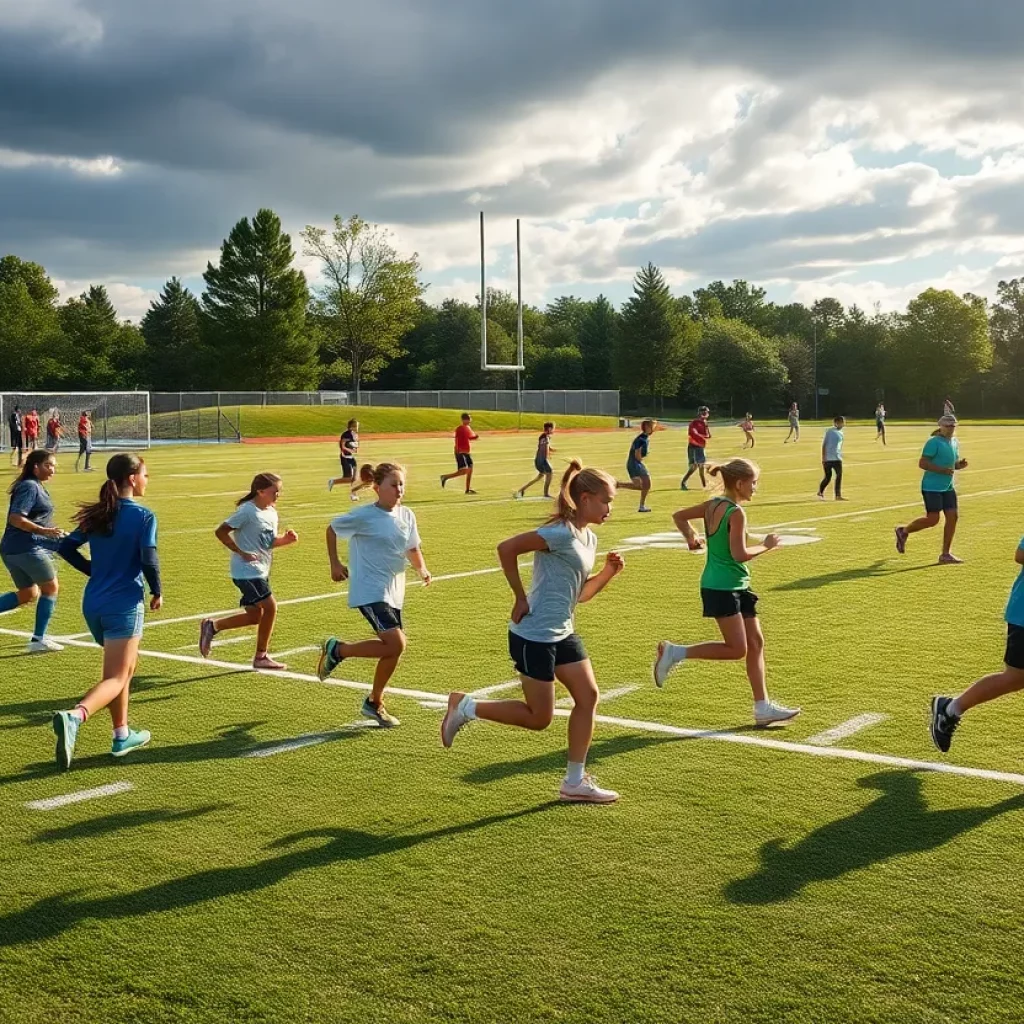 High school students participating in fall sports activities in Vermont