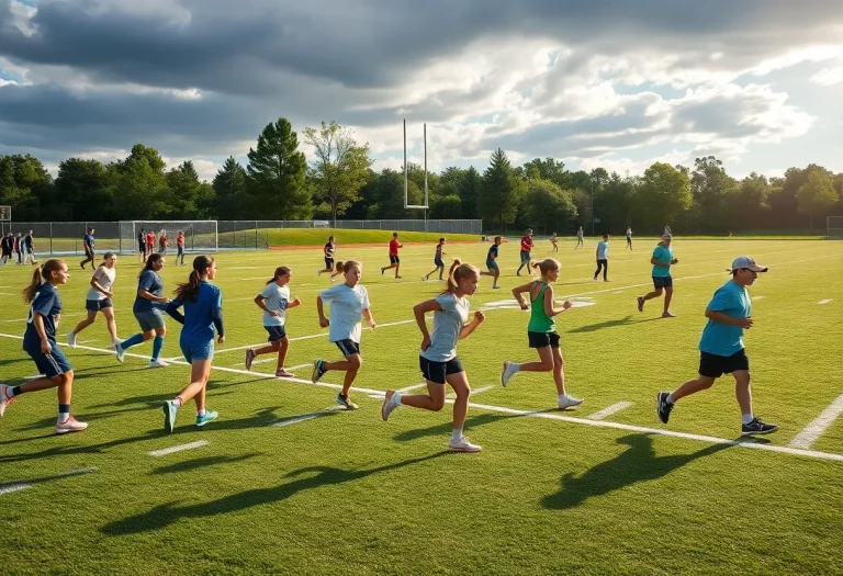 High school students participating in fall sports activities in Vermont