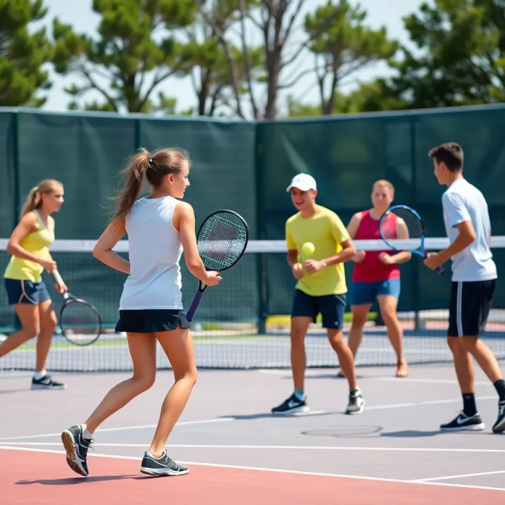 Vicksburg High School tennis team in action on the court
