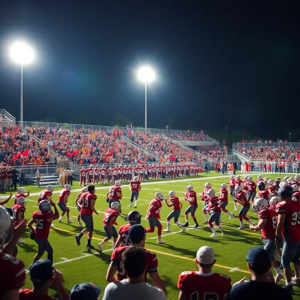 High school football game in Washington State under the lights
