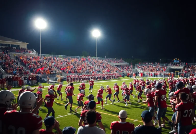 High school football game in Washington State under the lights