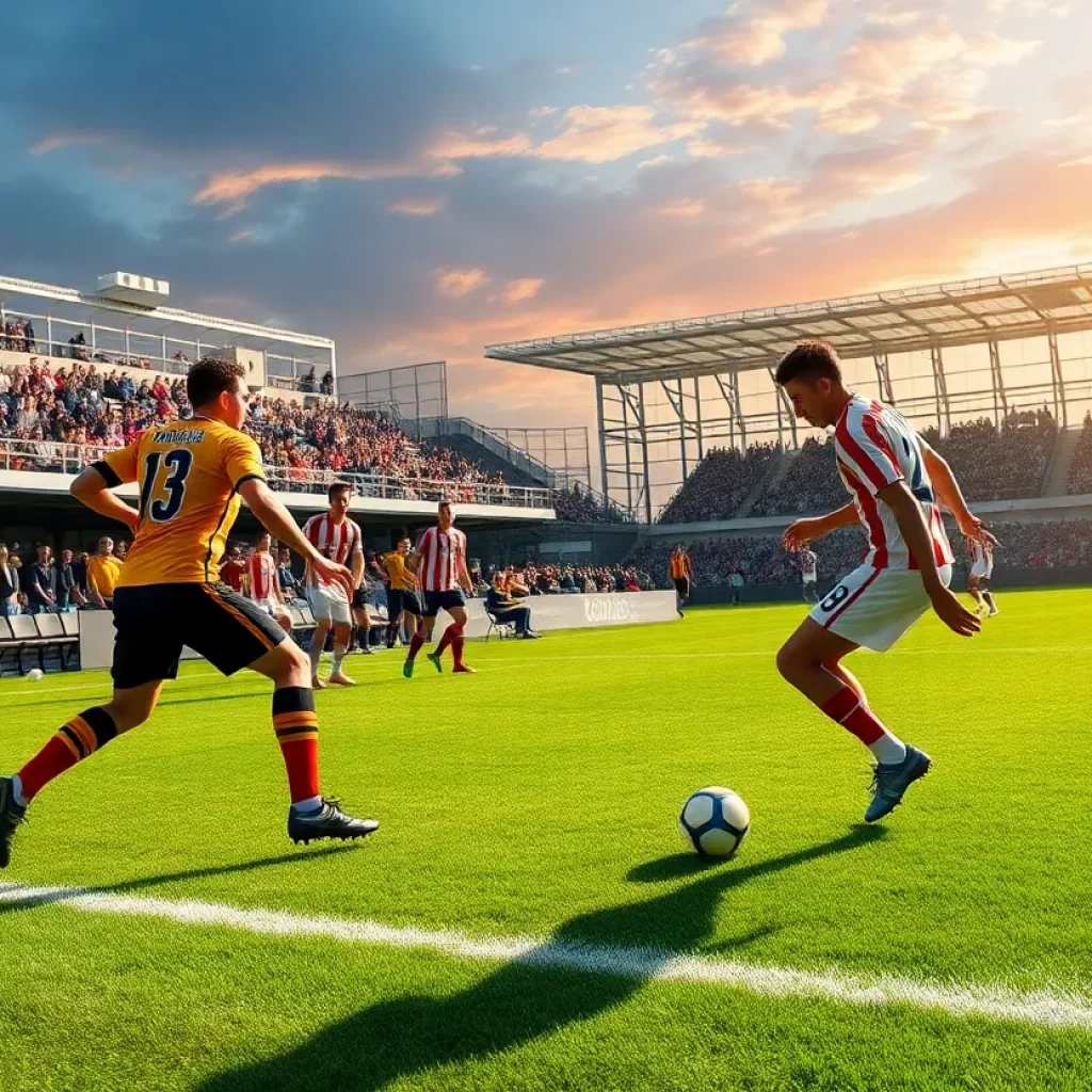 Watertown High School soccer teams competing in a match
