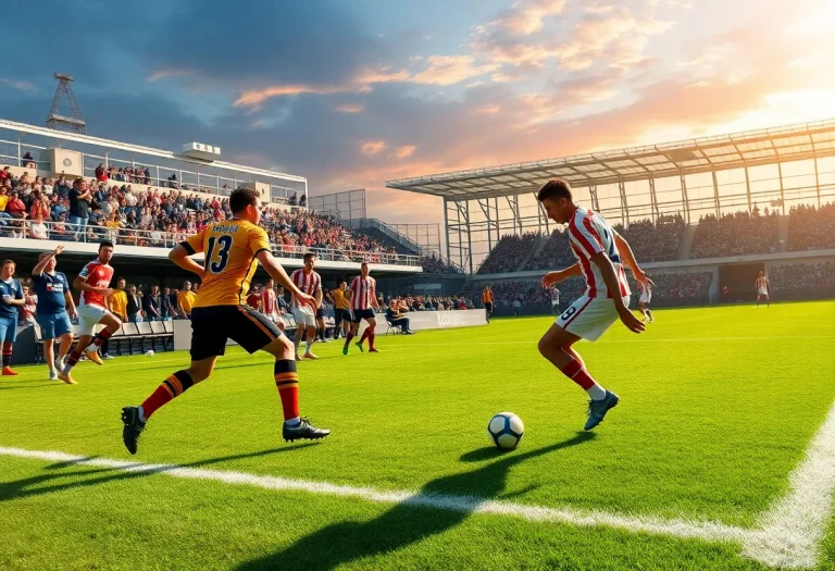 Watertown High School soccer teams competing in a match