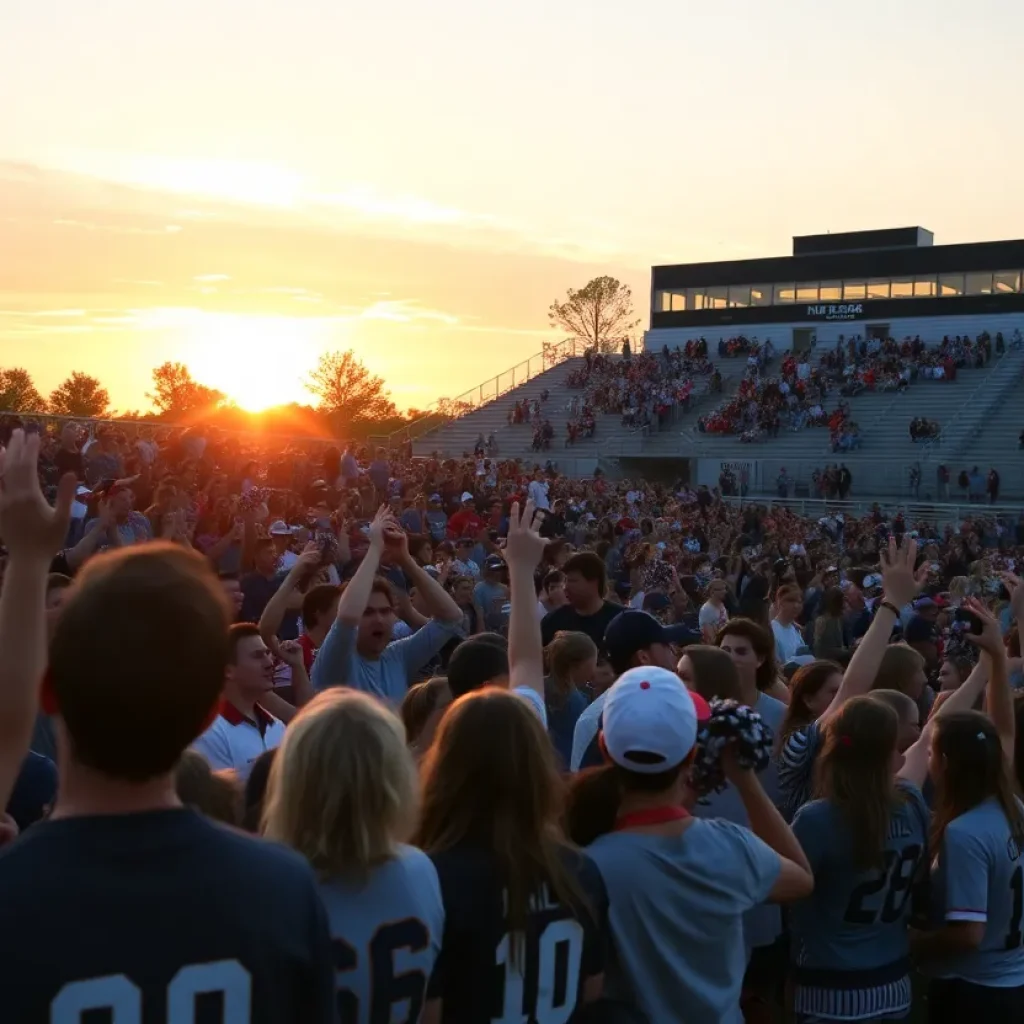 Crowd cheering at Waukee Northwest football game