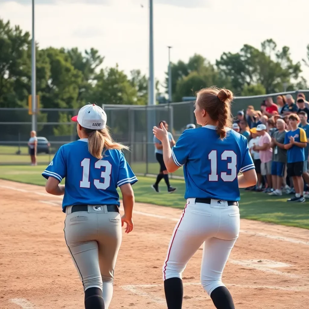 Waverly Vikings softball team celebrating victory