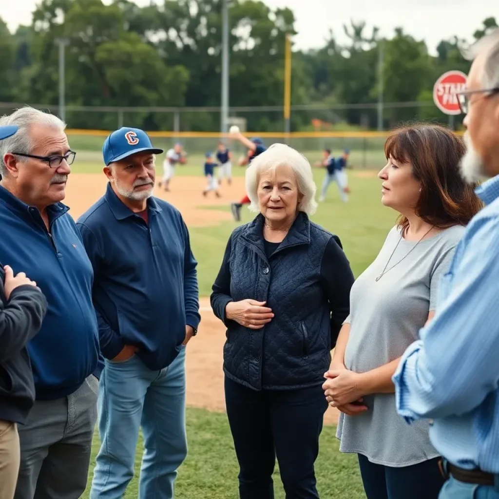 Parents discussing at Weiss High School baseball field