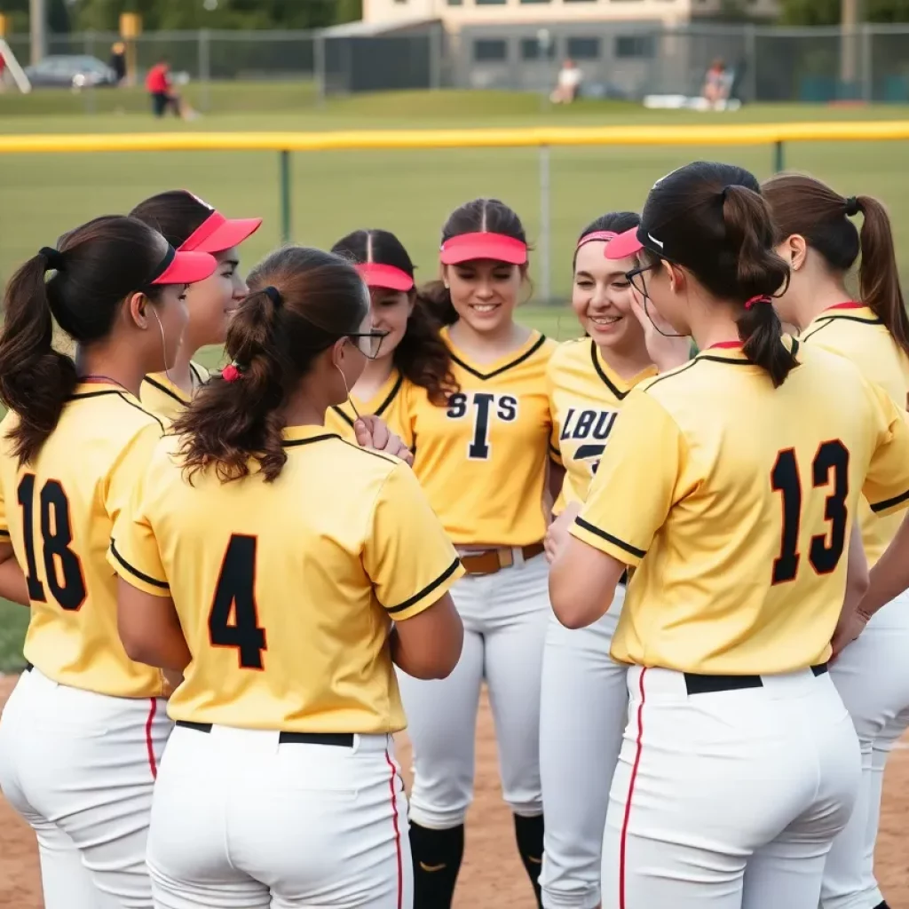 Windsor Wizards softball team celebrating a victory on the field.
