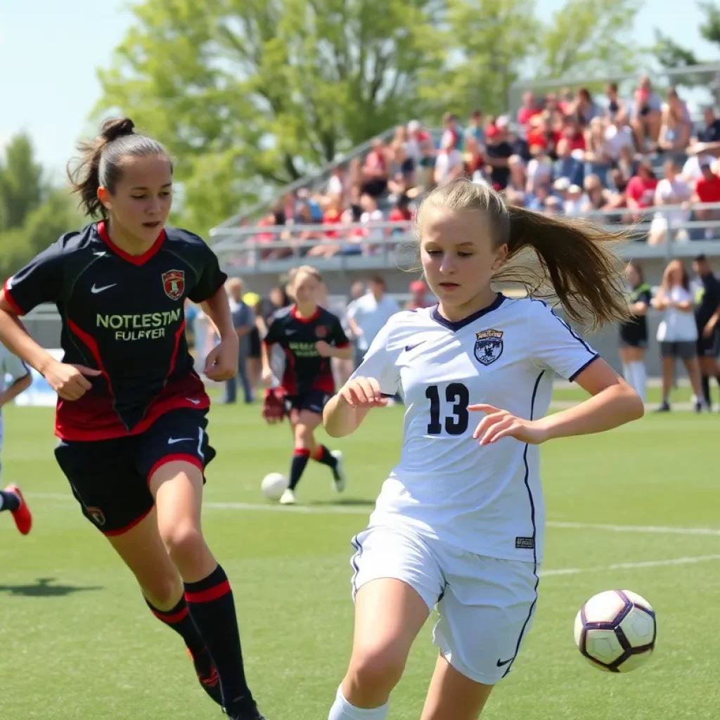 Players competing in a Wisconsin high school soccer game