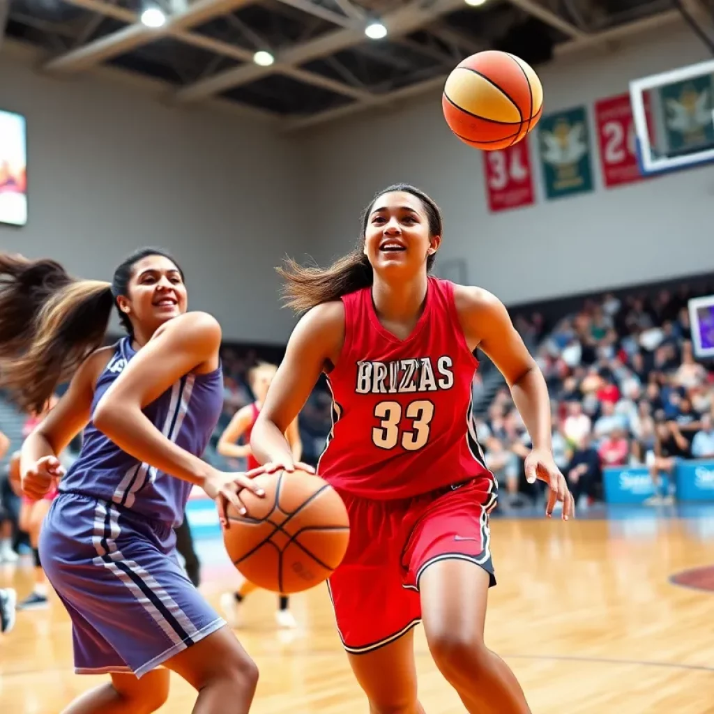 Players in action during a women's basketball game at Arizona State University