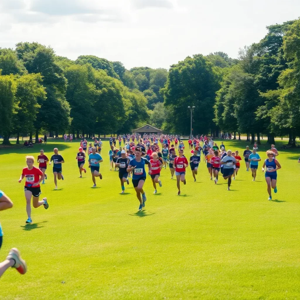 Runners competing at the Woodbridge Cross Country Classic 2023.