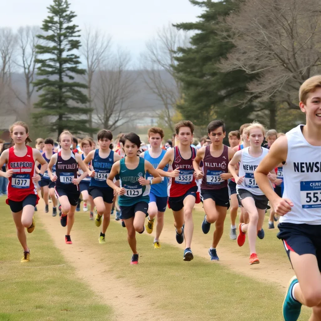 High school athletes competing in a cross country race in Wyoming