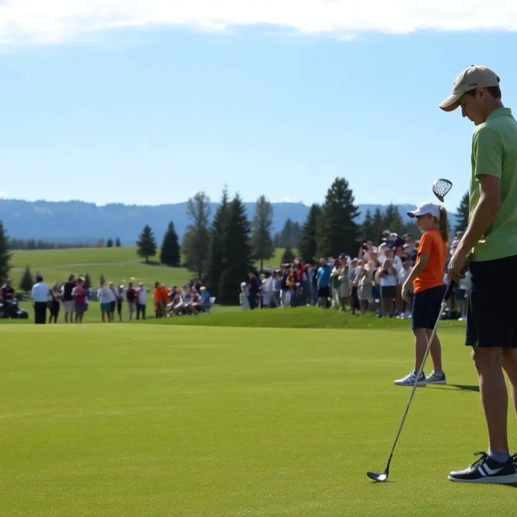 Young golfers preparing for a swing at a Wyoming championship.