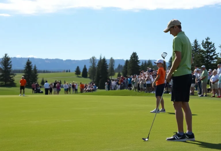 Young golfers preparing for a swing at a Wyoming championship.