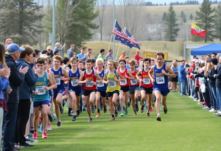 High school runners competing in a cross country race in Wyoming