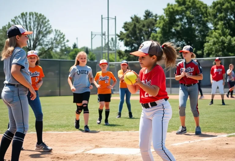 Youth softball players in action on the field