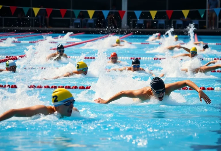 Swimmers competing at the Alexandria Girls Swimming Championship.