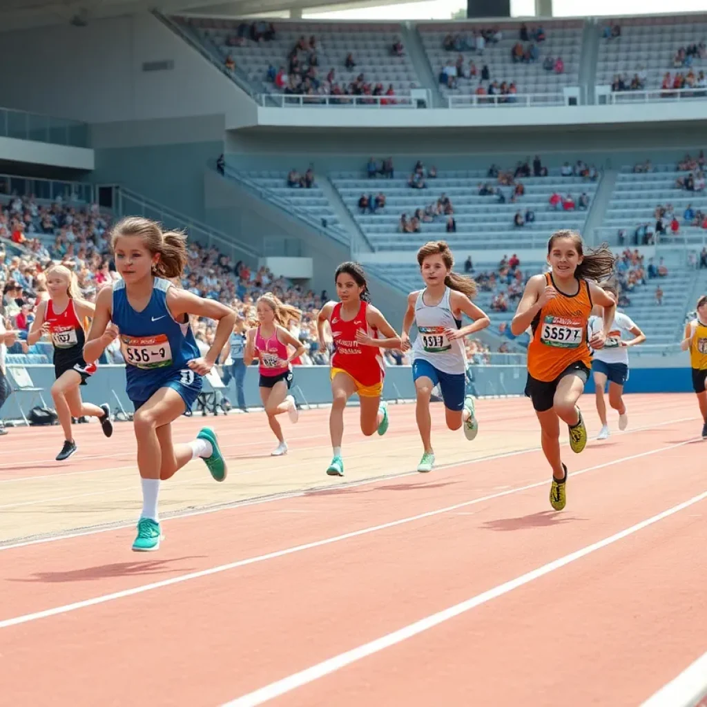 Young athletes competing on track during the GPS Championships