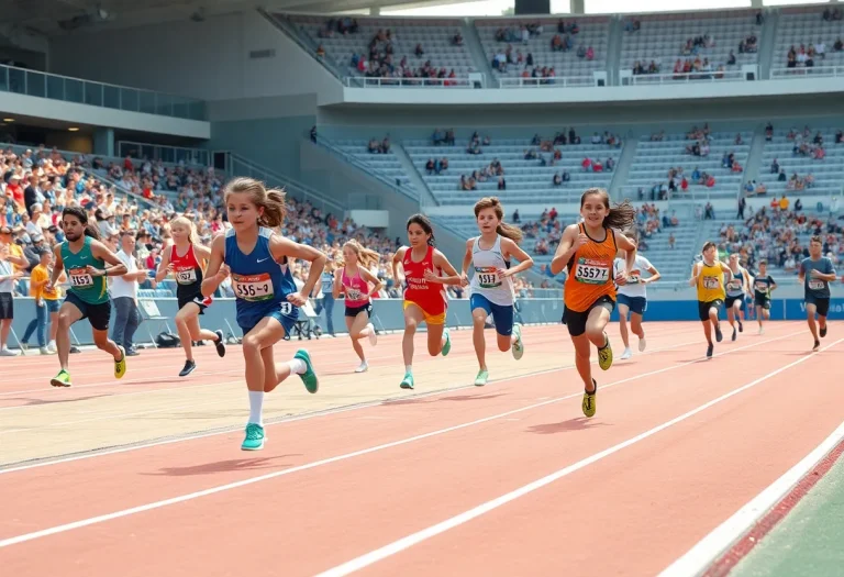 Young athletes competing on track during the GPS Championships