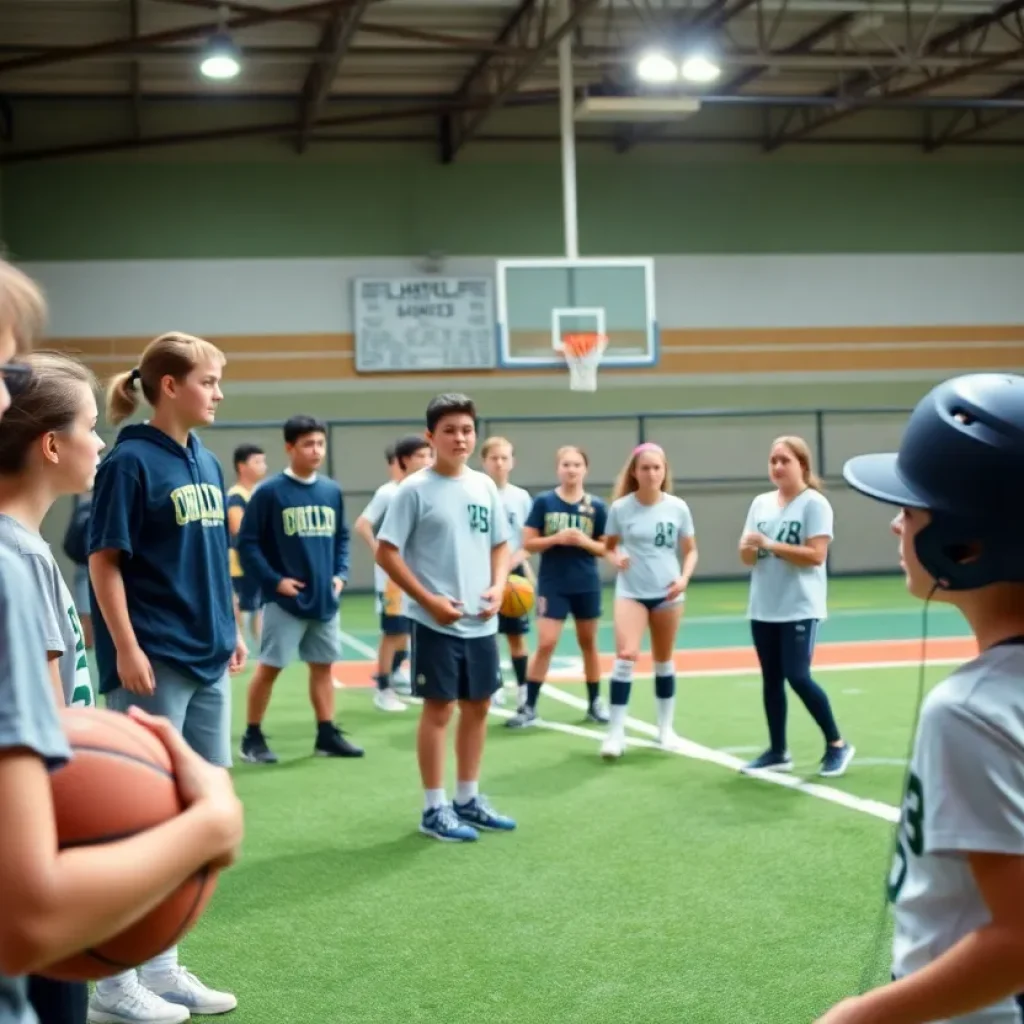 Students celebrating athletic achievements in Aynor.