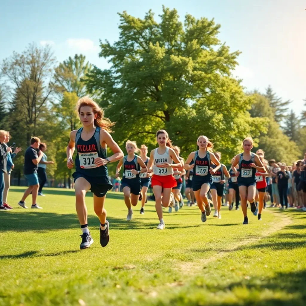 Bellaire High School cross country runners competing in a race
