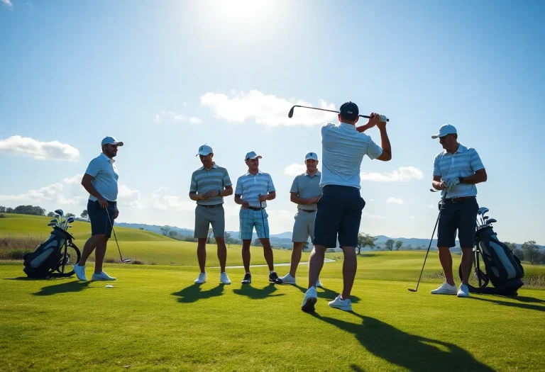 Benjamin School golf team practicing on a sunny golf course
