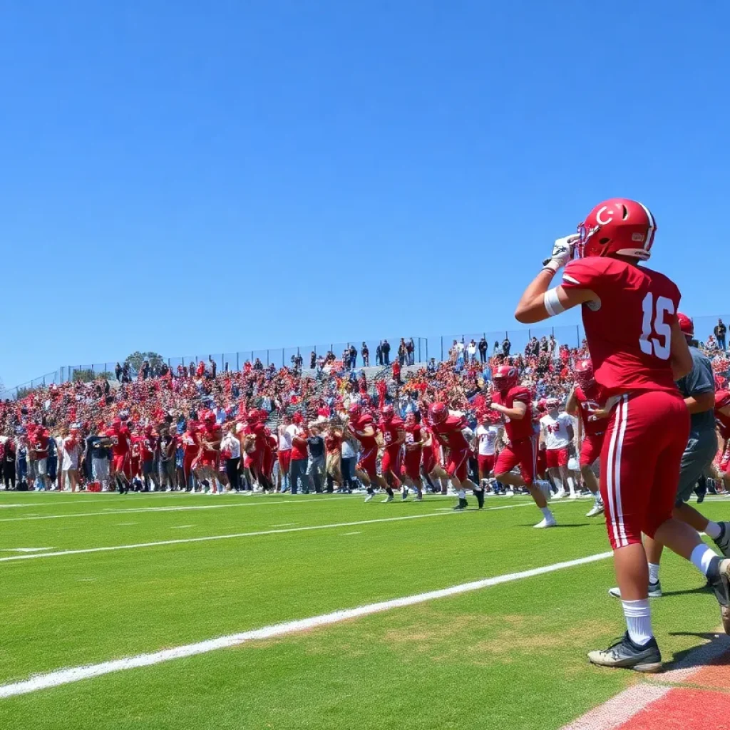 Bixby Spartans in action during a high school football game.