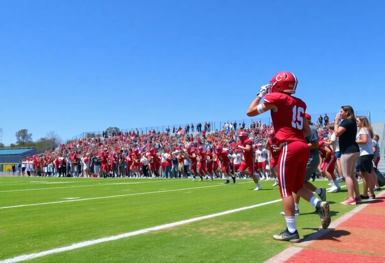 Bixby Spartans in action during a high school football game.