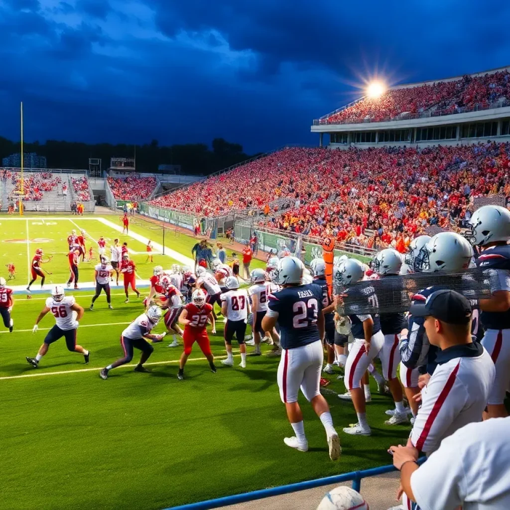 Bixby Spartans football players on the field during a game