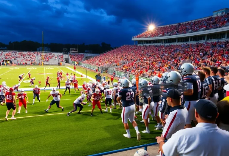Bixby Spartans football players on the field during a game