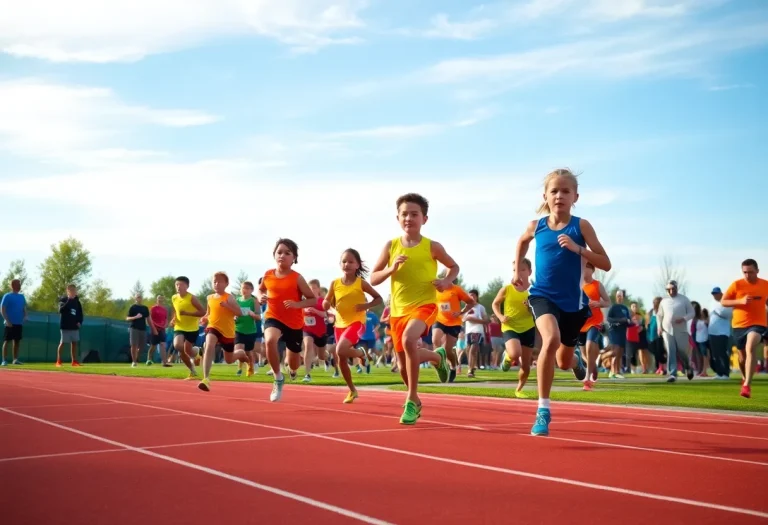 Young athletes racing on a track in Boise