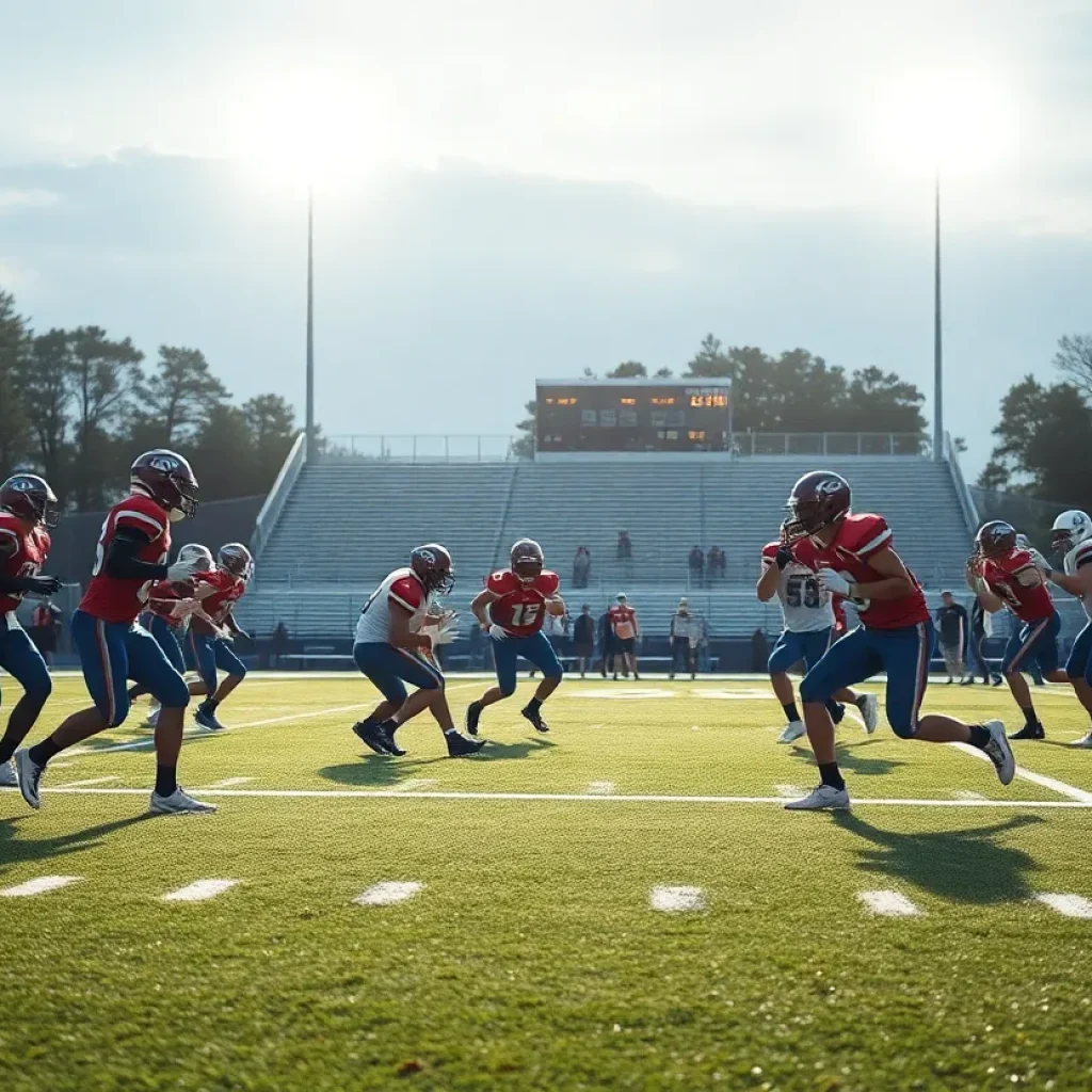 Bridgeport high school football team in action