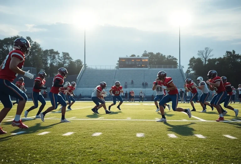 Bridgeport high school football team in action