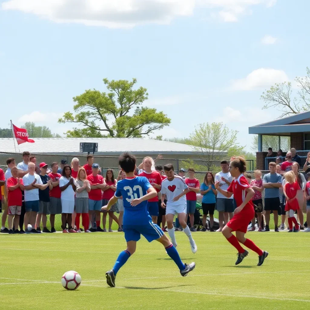 Bucksport High School soccer players in action during Senior Day