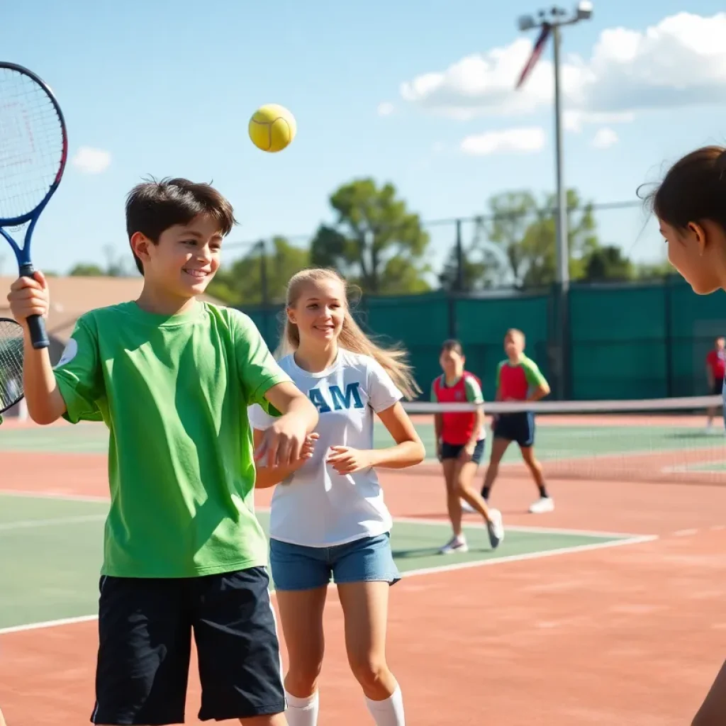 Young athletes competing in tennis, volleyball, and soccer at Carson High School