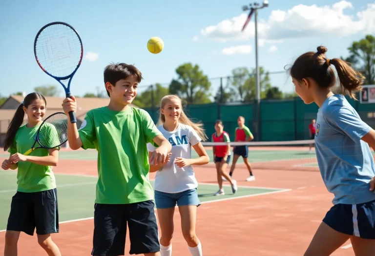 Young athletes competing in tennis, volleyball, and soccer at Carson High School