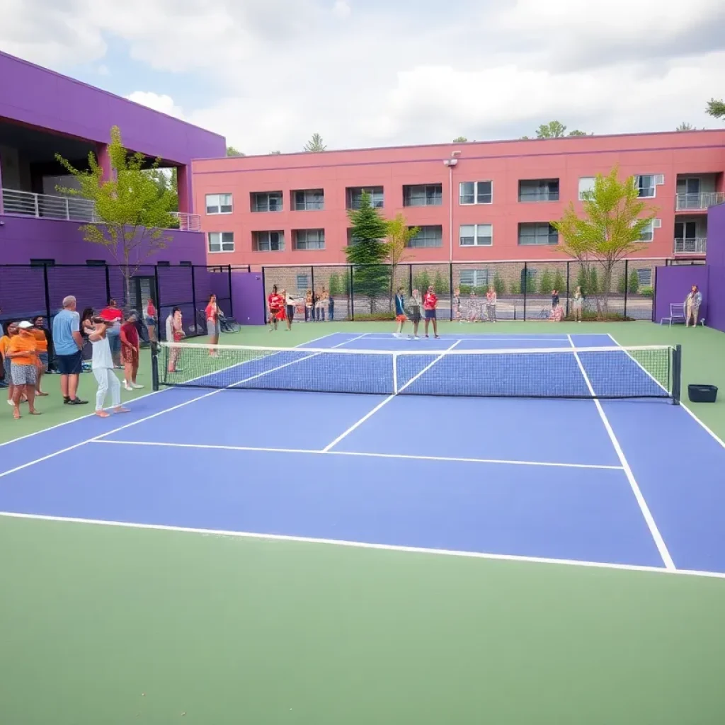 Renovated tennis courts in Caverna with community involvement